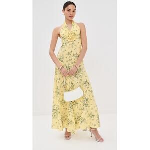 Rodarte Daisy Silk Halter Dress Yellow - 0